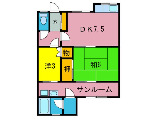 黒山連棟平屋の物件間取画像